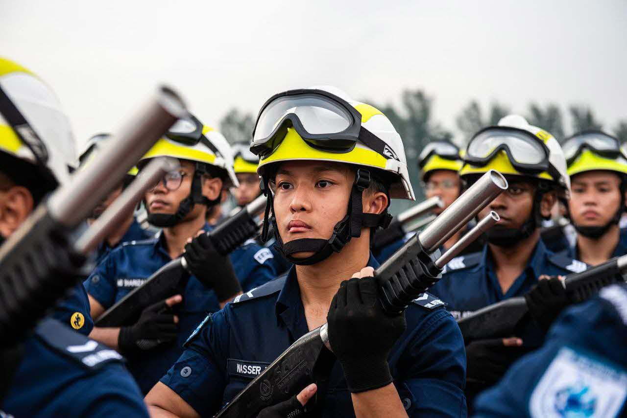 LCP Nasser in the SCDF marching contingent at the National Day Parade 2024